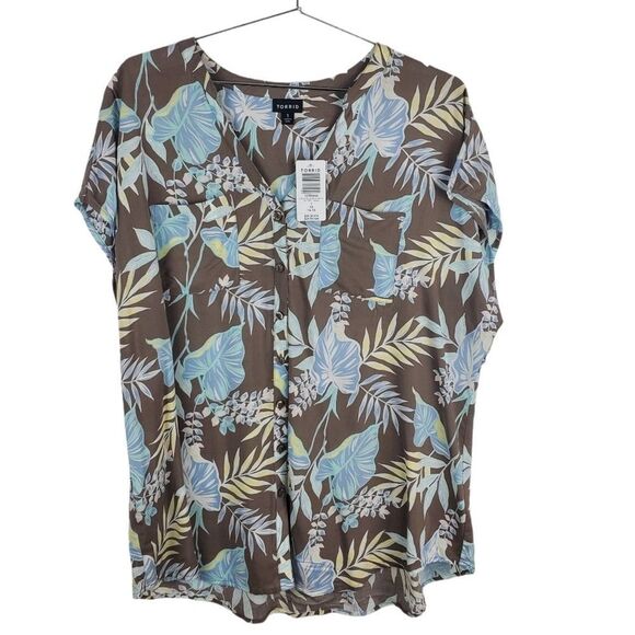 Torrid 1 Floral Challis Dolman Blouse Top Button Down Shirt Womens Plus NWT New - Picture 2 of 7